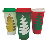 Vaso Cafetero 3 Piezas Navidad Star Starbucks 16oz De Colore