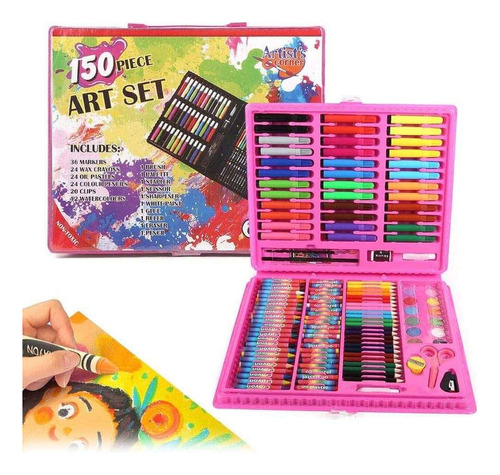 Set Arte Niños Maleta 150 Piezas Crayon Acuarela Plumon