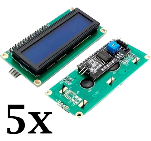 5x Display Lcd 16x2 Azul + I2c Soldado Na Placa Pic Arduino 