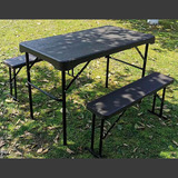 Mesa De Jardin Campamento O Picnic 2 Bancas Bossa Biskra Color Negro