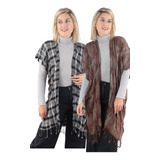 Kimono Mujer Saco Chaleco Grande Largo Mayor Set X2 Invierno