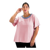 Blusa De Fibrana Remera Manga Corta Mujer Talles Grandes