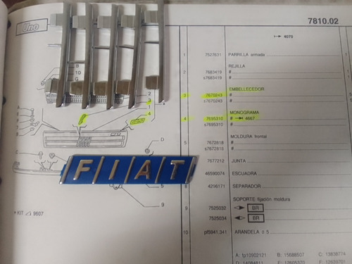 Insignia Baston Parrilla X5+emblema Para F 147/uno/duna Foto 3