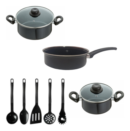 Conjunto Jogo Panelas 8 Peças Esmaltada Indução Cooktop Jjb