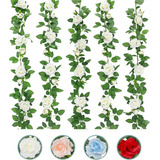 5 Guirnaldas De Rosas De Flores Blancas De 32.5 Pies Falsas,