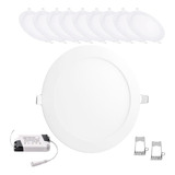 Kit 10 Painel Plafon Led 18w Embutir Redondo Branco Quente