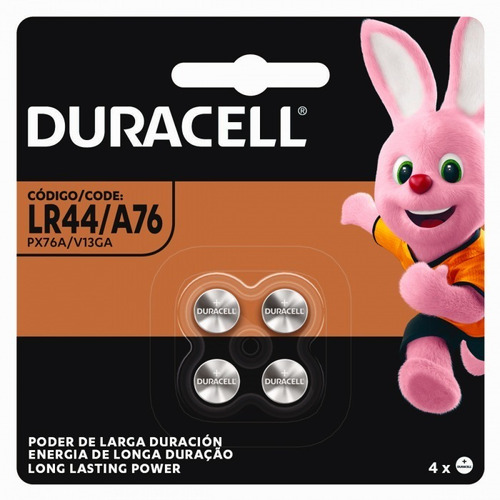 Bateria Duracell Lr44 A76 1.5v Botão Cartela C/ 04 Unidades