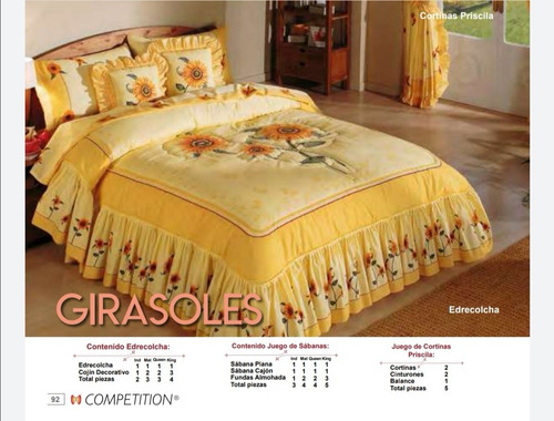 3 Edrecolcha Girasoles (1 King Size, 1 Queen Size, 1 Matri) 