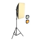 Kit Softbox 50x70 C/ Iluminação De Led Bicolor + Tripé