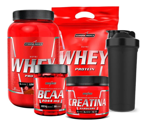 Combo Integral Medica Nutri Whey Protein Refil Bcaa Creatina