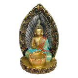 Porta Vela Buda Dourado  Castiçal Decoração Buda
