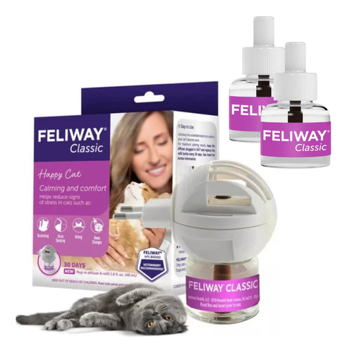 Feliway Cat Difusor Feromonas Con 3 Repuestos Nueva Formula 