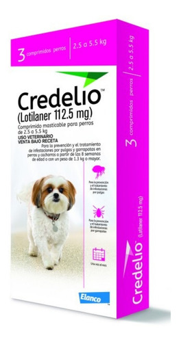 Anti Pulgas Credelio Garrapatas Perros 2.5kg - 5.5 X3 Pastas