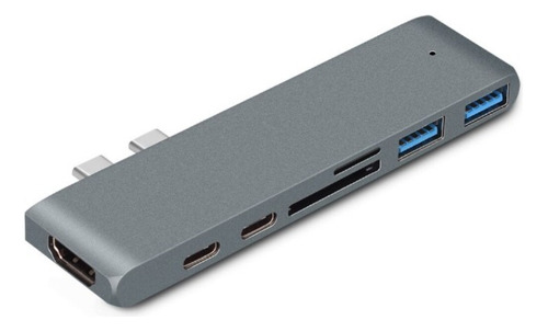 Hub Adaptador 7 Em 1 Usb-c 3.1 Hdmi 4k Thunderbolt Macbook Cor Cinza-escuro