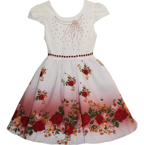 Vestido Infantil Estampado Floral Juvenil Luxo 4/16 Oferta