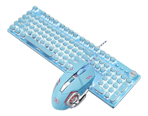 Kit Teclado Y Mouse Mecanico Led Usb Gamer Basaltech Azul