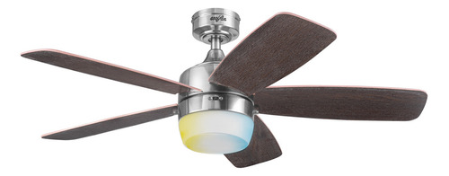 Ventilador De Techo Led Lugo 44 Con Control Remoto Coolfan Cantidad De Aspas 5 Estructura Níquel Aspas Castaño Oscuro / Arce Chocolate Diámetro 44   Frecuencia 60 Material De Las Aspas Madera