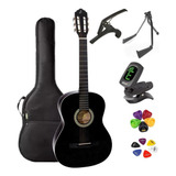 Violão Acústico Giannini Clássico Aço S-14 Bk + Kit6i Cor Black Orientação Da Mão Destro