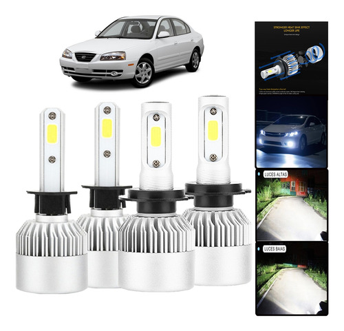 Kit De Focos Led 8000lm Luz Alta Y Luz Baja Para Hyundai