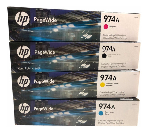 Pack Kit 4 Cartuchos 974a Hp Originales Facturados C M Y Bk