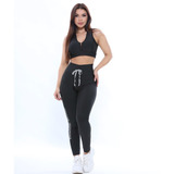 Conjunto Calça Legging Cós Alto Top Nadador Tecido Grosso