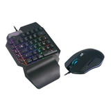 Kit Teclado Una Mano + Mouse Gamer Juegos Led Rgb Noga Ak75