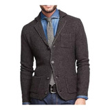 Blazer De Hombre De Punto De Color Liso Con Botones