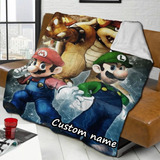 Super Mario Bros Nintendo Cobija Manta Personalizada Suave Color Smash Brothers