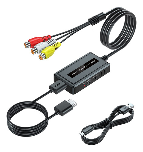 Bcrokory Convertidor Rca A Hdmi Hembra Con Cable Hdmi Para N