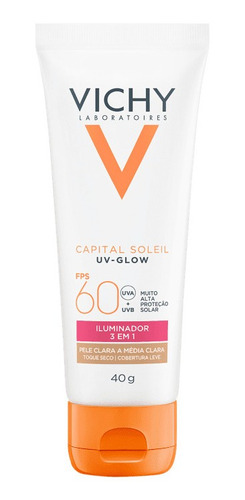 Protetor Solar Cor Clara A Média Vichy Uv-glow Fps60 40g