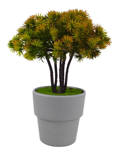 Planta Pino Bonsái Artificial Macetero Plástico Decora 23cm