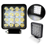 Farol De Milha Quadrado 16 Leds 48w 12v/24v Jeep Carro 6000k