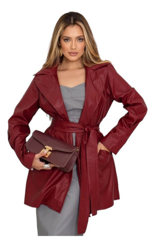 Blazer Jaqueta Feminina Couro Pu Courino Lorena