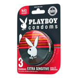 3 Condones De Látex Playboy Extra Sensitive