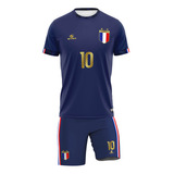 Uniforme Mbappe França Adulto E Infantil Camisa E Bermuda