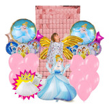 Combo Deco Globos Cortina Disfraz Alas Princesas De Disney 