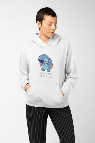 Poleron Unisex Lilo Y Stitch Mono Frase Telefono Estampado Algodon