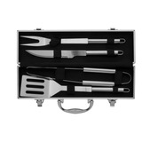 Kit Churrasco Inox C/ Maleta Churrasqueiro 4 Peças