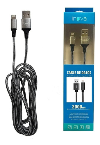 Cable Compatible Con iPhone 6 7 8 9 11 12 13 Largo 2 Metros