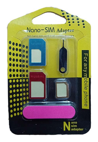 Kit 4 En 1 Adaptador Nano Micro Sim Metalico Con Llave Lima