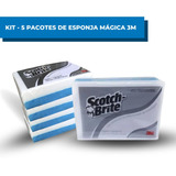 Kit Com 5 Esponjas Mágicas Scotch-brite 3m Limpeza Pesada