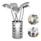 Conjunto 6 Peças, Utensílios Em Aço Inox Com Suporte Cocina