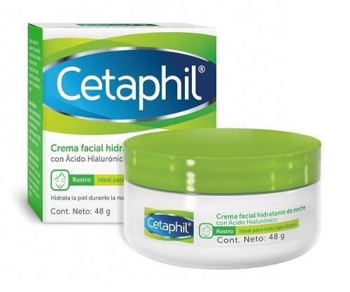 Crema Facial Hidratante De Noche Con Ácido Hialurónico Cetaphil Para Piel Sensible De 48g