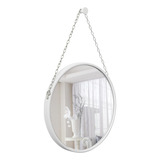 Espelho Decorativo Adnet Branco Alça Corrente Cromada 60cm