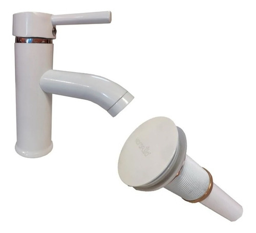 Kit De Lavabo Llave Monomando Bajo + Contra Color Blanco