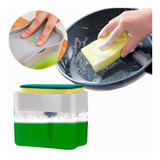 Dispensador De Jabon Para Trastes Cocina Con Fibra Esponja