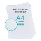 Papel Vergê 180g A4 Texturizado Branco Fosco Com 50 Folhas