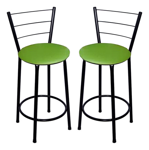 2 Banquetas Italia Média Assento 60cm - Fortmix Acabamento Da Estrutura Preto Cor Verde