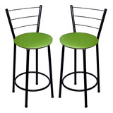 2 Banquetas Italia Média Assento 60cm - Fortmix Acabamento Da Estrutura Preto Cor Verde