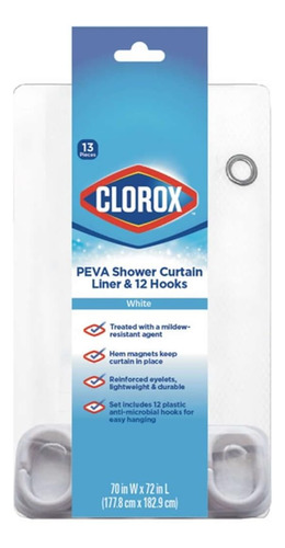 Forro De Cortina De Ducha Blanco Premium Tratado Con Clorox,